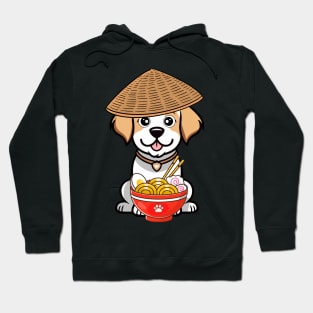 Funny happy dog is eating noodles Hoodie